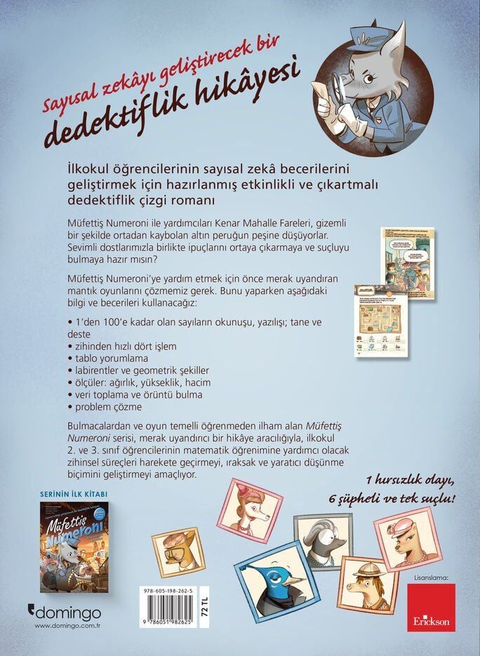 Müfettiş Numeroni 2: Altın Peruk Hırsızlığı - Sayısal Zekâ Gelişimi İçin Etkinlikli ve Çıkartmalı Dedektiflik Çizgi Romanı (7-9 Yaş)